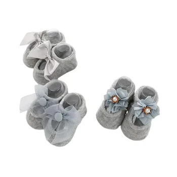Vaikų pavasario ir vasaros plonas medvilnines kojines kūdikių šukuotos medvilnės gėlių nėrinių kojinės nuo 6 poras kojinių, vaikai WZ08