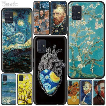 Van Gogh Aliejaus Tapybai Atveju, Samsung Galaxy A51 5G A71 A50 A21s A31 A10 A41 A20e A70 A30 A11 A40 A12 A20s A10s A01 Juodo Dangtelio