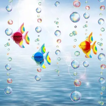 Vandenyno Teminius Šalies Kabinti Skaidraus Vaivorykštės Spalvų Burbulas Girliandas 3D Žvejoti Undinė Pagal Jūros Gimtadienio Dekoracijos
