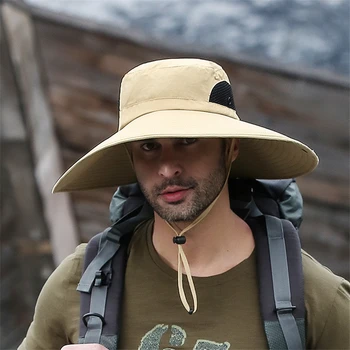 Vasaros Kibirą Kaubojaus Skrybėlę Vyrai Lauko Pėsčiųjų Sun Protector Skrybėlę Kvėpuojantis Anti UV Bžūp Didelio Masto Kraštų Lyginimo Žvejybos Kepurės Panama