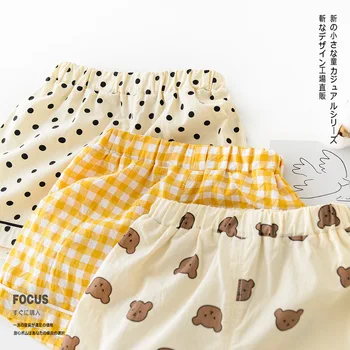 Vasaros korėjos Bear Kūdikiui 2VNT Rinkiniai Viršuje Pledas Tee Marškinėliai+ Trumpas Kelnes Vaikų Kostiumas Mielas Mažylis Berniukas Drabužių Mergaičių Drabužių Rinkiniai