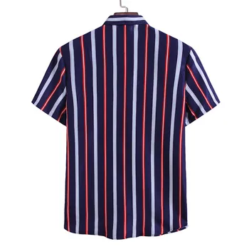 Vasaros Shirt Mens Viršuje Atsitiktinis Trumpas Rankovės Havajų Marškinėliai Laisvi, Patogūs Dryžuotas Spausdinti Marškinėliai Vyrams Suknelė Vyrų Apranga Topai
