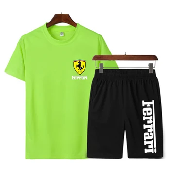 Vasaros sportinės aprangos prekės ženklo vyrų pavyzdžiu sekti pavyzdžiu laisvalaikio drabužiai marškinėliai + sporto šortai greitai-džiovinimo dviejų dalių Europos kodą S-2XL