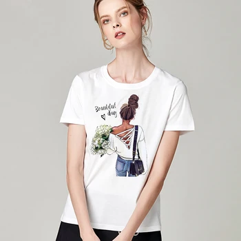Vasaros Stiliaus Aplikacijos Geležies-dėl Perkėlimo drabužius T-shirt Gražus Mados Mergaitė Šilumos Šilumos Perdavimą Už Drabužių, Lipdukų