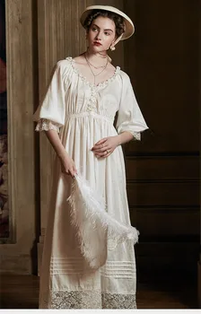 Vasaros Suknelė Medvilnės Pižamą Romantiška Nightdress Suknelė Sleepwear Elegantiškas Ponios Pižamą Europos Viduramžių stiliaus