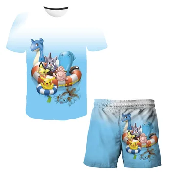 Vasaros Vaikų 3D Atspausdintas Kostiumas Bamblys Merginos Kostiumas + Šortai 2 Gabalas Sportsuit Baby Vaikų Kostiumas Berniukui Drabužius T-Shirt