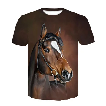 Vasarą Naujos O-kaklo Dėvėti Arklio T-shirt 3d Mados Marškinėliai Gyvūnų Drabužiai Vyrams, Moterims, Didelio Dydžio Tshirts