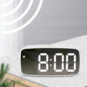 Veidrodis, Žadintuvas LED Skaitmeninis Laikrodis, Valdymas Balsu Atidėjimo Laiką Temperatūros Ekranas Naktinis Režimas, Baterijos Plug-in Dvejopo naudojimo Laikrodis