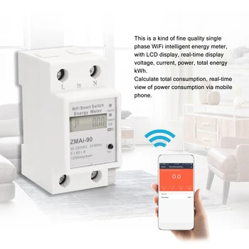 Vienfazis Din Bėgelio Wifi Smart Energijos Skaitiklis Elektros Energijos Suvartojimas Kwh Metrų Wattmeter Paramos Smartlife/Tuya App 