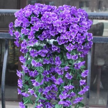 Violetinės Sienos Kabo Violetinių Dirbtinių Gėlių Apdaila, Langu Balkonu, Violetinė Gėlė Vynuogių Modeliavimas Violetinės Sienos Kabo Gėlių