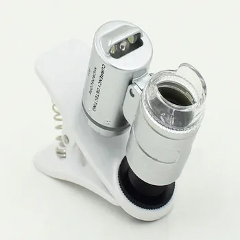 Visiškai Naujas 60x Nešiojamą Mini Kišeninis Mikroskopas Loupe Juvelyras, didinamasis stiklas Su LED Šviesos su Clip Kalėdų Dovana