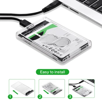 VKTECH 2.5 colių Skaidrus HDD SSD Atveju greitųjų 6GB/s SATA III USB 3.0 Kietojo disko Disko Gaubto Laptop Notebook PC