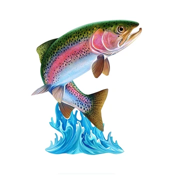 Volkrays 3D Žuvies Sienos Meno Kanceliarinės prekės Lipdukas Kietas Šokinėja Šiaurės Lydeka Walleye Decal Automobilį, Dviratį, Motociklą Kambarys,15cm*11cm