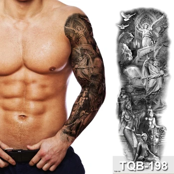 Vyrai netikrą tatuiruotę vandeniui arm sleeve, tatuiruotė laikina lipdukai vyras tatuiruotės mechaninė oversleeve dideli juoda tatuiruotė decal