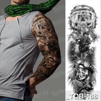 Vyrai netikrą tatuiruotę vandeniui arm sleeve, tatuiruotė laikina lipdukai vyras tatuiruotės mechaninė oversleeve dideli juoda tatuiruotė decal