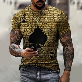 Vyriški retro kortos kastuvai, print T-shirt patogus, kvėpuojantis, prakaitas sugeriančios trumparankoviai marškinėliai gatvės stilius