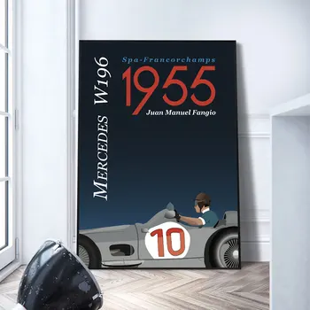 W196 1955 Automobilių Plakatas Ant Drobės Tapybos Spausdinti Šiaurės Plakatas Sienos Meno Nuotrauką Gyvenimo Noom Namų Puošybai Frameless