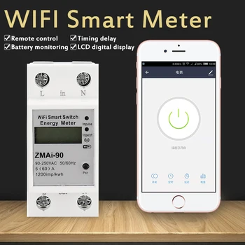 WiFi Smart Elektros Skaitiklio Jungiklis, Energijos Suvartojimas, Energetikos kontrolės Metrų 110-250V Din Bėgelio Smart Gyvenimas/Tuya App Nuotolinio Valdymo
