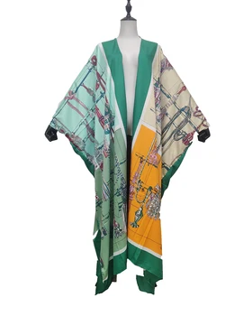 Winni 2021 Naujas Puikus Gėlių Vasarą fallon Kimono Moterų Dashiki Afrikos Atostogų Plaukimo Dėvėti Šilko Kimono Kaftan