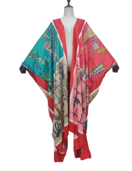 Winni 2021 Naujas Puikus Gėlių Vasarą fallon Kimono Moterų Dashiki Afrikos Atostogų Plaukimo Dėvėti Šilko Kimono Kaftan