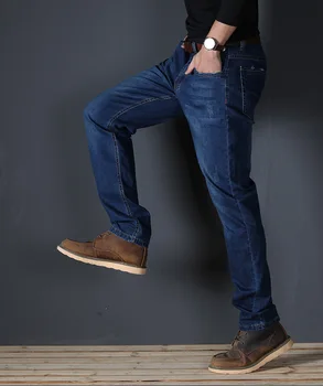 X905 -2020 vasaros jeans vyriški straight fit didelio vidurio juosmens vyriški džinsai elastinga paprasta verslo kelnės