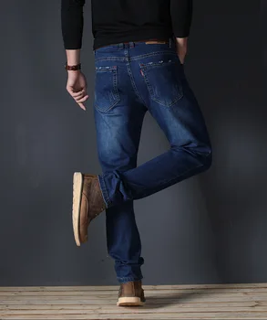 X905 -2020 vasaros jeans vyriški straight fit didelio vidurio juosmens vyriški džinsai elastinga paprasta verslo kelnės
