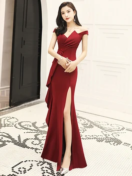 YIDINGZS Stebėjimo Ritininės Satin Ilgos Bridesmaid Suknelę Elegantiškas Moteris Vestuvės Dress YD16655