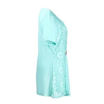 YTL Vasaros Elegantiškas trumpomis Rankovėmis Viršūnes Vintage Stiliaus kalnų krištolas Apdaila Nėrinių Boho Moterų Plius Dydžio marškinėlius