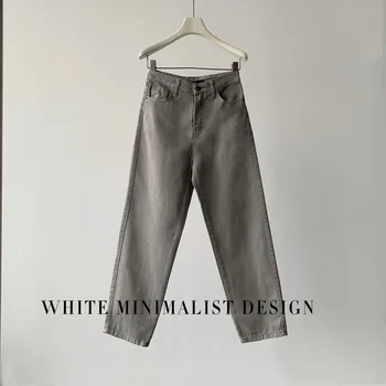 ZHISILAO Naujas Dūminis Pilka Moterų Džinsai Vintage Aukšto Juosmens Tiesiai Džinsinio audinio Kelnės Boyfriend Džinsai Medvilnės Streetwear 2021