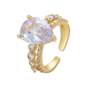 ZHUKOU NAUJAS aukso, sidabro spalva moterys žiedai CZ kristalų Atidaryti Piršto Žiedai paprastas didelis akmuo vyrų žiedai bižuterijos didmeninė VJ142