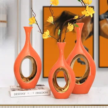 Šiaurės Orange Keramikos Vaza, Namų Dekoravimo Reikmenys Kūrybos Office 