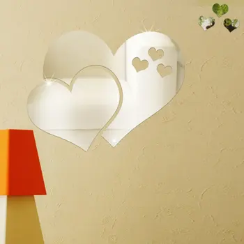 Širdies Formos 3D Veidrodinė Siena Lipdukas Modernių Namų 