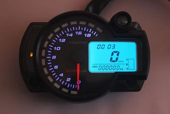 Šiuolaikinės KOSO 18000rpm Juoda Balta LCD Skaitmeninio Motociklo Spidometras Odometras Reguliuojamas 7 Spalvų Priemonė, Motociklas 299kmh