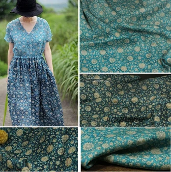Šviesiai mėlyna vasaros grynas ramės (kiniškosios dilgėlės) spausdinti drabužių audinio, chalatas, suknelė aukštos kokybės ramės (kiniškosios dilgėlės) audiniai