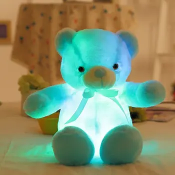 Šviesos 50cm Kūrybos Šviesą LED Spalvinga Žėrintis Meškiukas iškamša Pliušinis Žaislas Kalėdų Dovana Vaikas