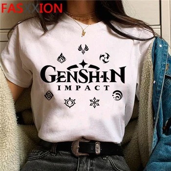 Žaidimas Genshin Poveikį t-shirt marškinėliai vyrams derliaus atsitiktinis pora drabužių viršų tees drabužių estetikos